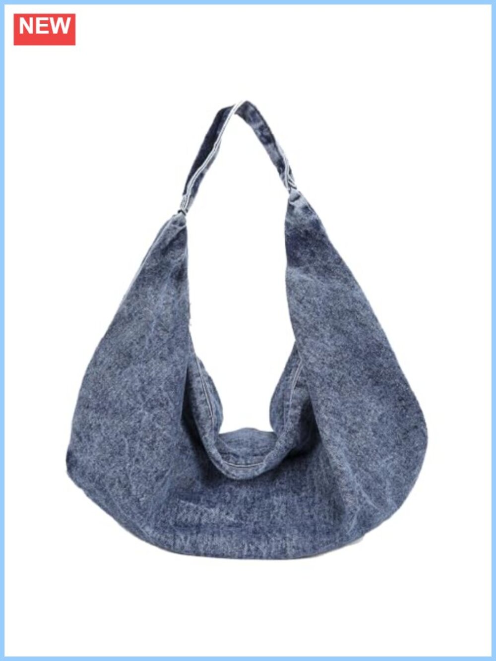 Oversized Hobo Bag Washed Denim Slouchy Shoulder Purse